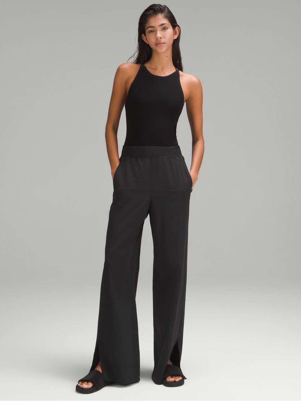 Lululemon Stretch Woven Wide-Leg High-Rise Pant in Black Size Large Track Pants - Picture 2 of 16